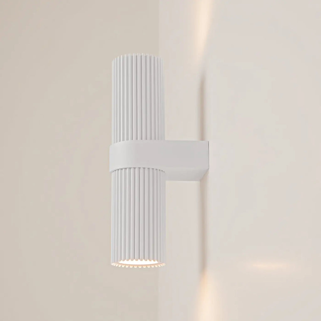 Applique murale cylindre strié en métal, deux culots GU10