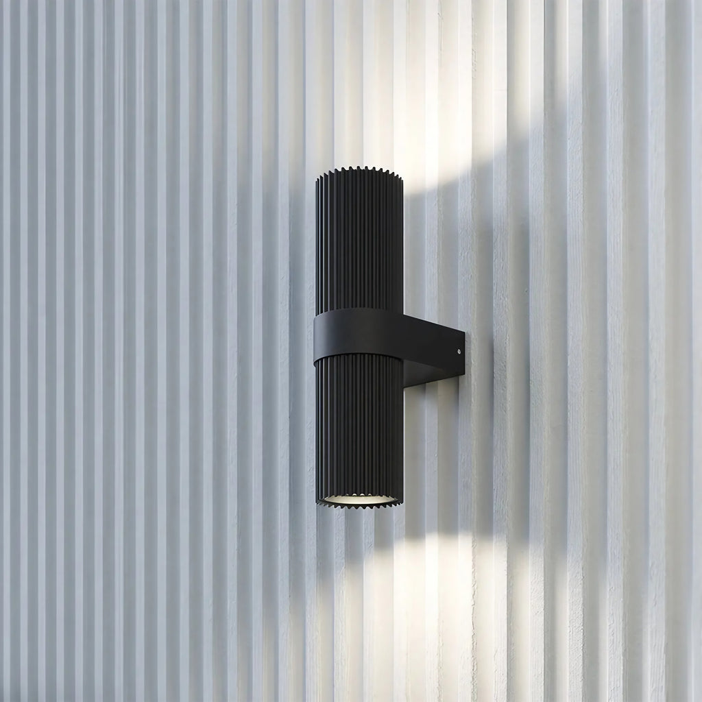 Applique murale cylindre strié en métal, deux culots GU10, noir