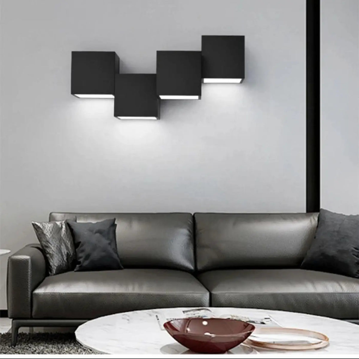 Applique murale à carrés flottants, noir ou blanc, six tailles