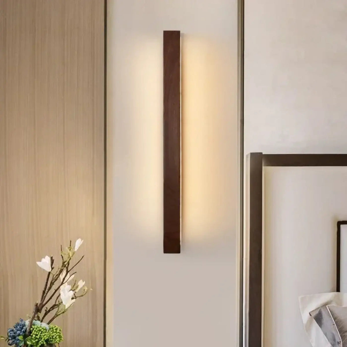 Applique murale en bois et LED, style scandinave, tailles S à L