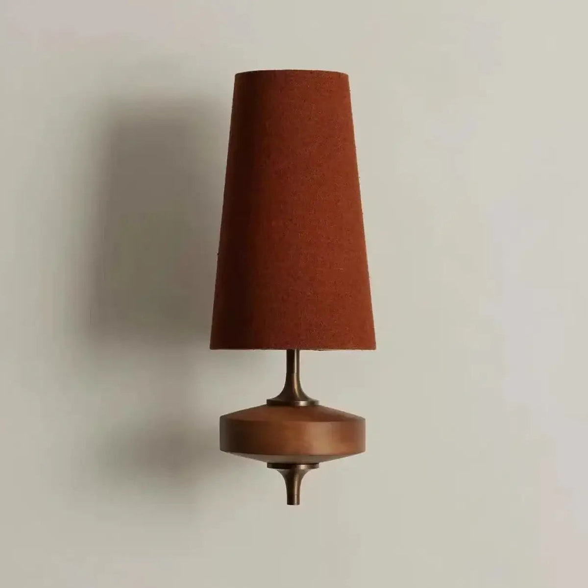 Applique murale bois et métal, abat-jour en tissu, 3 coloris, rouge