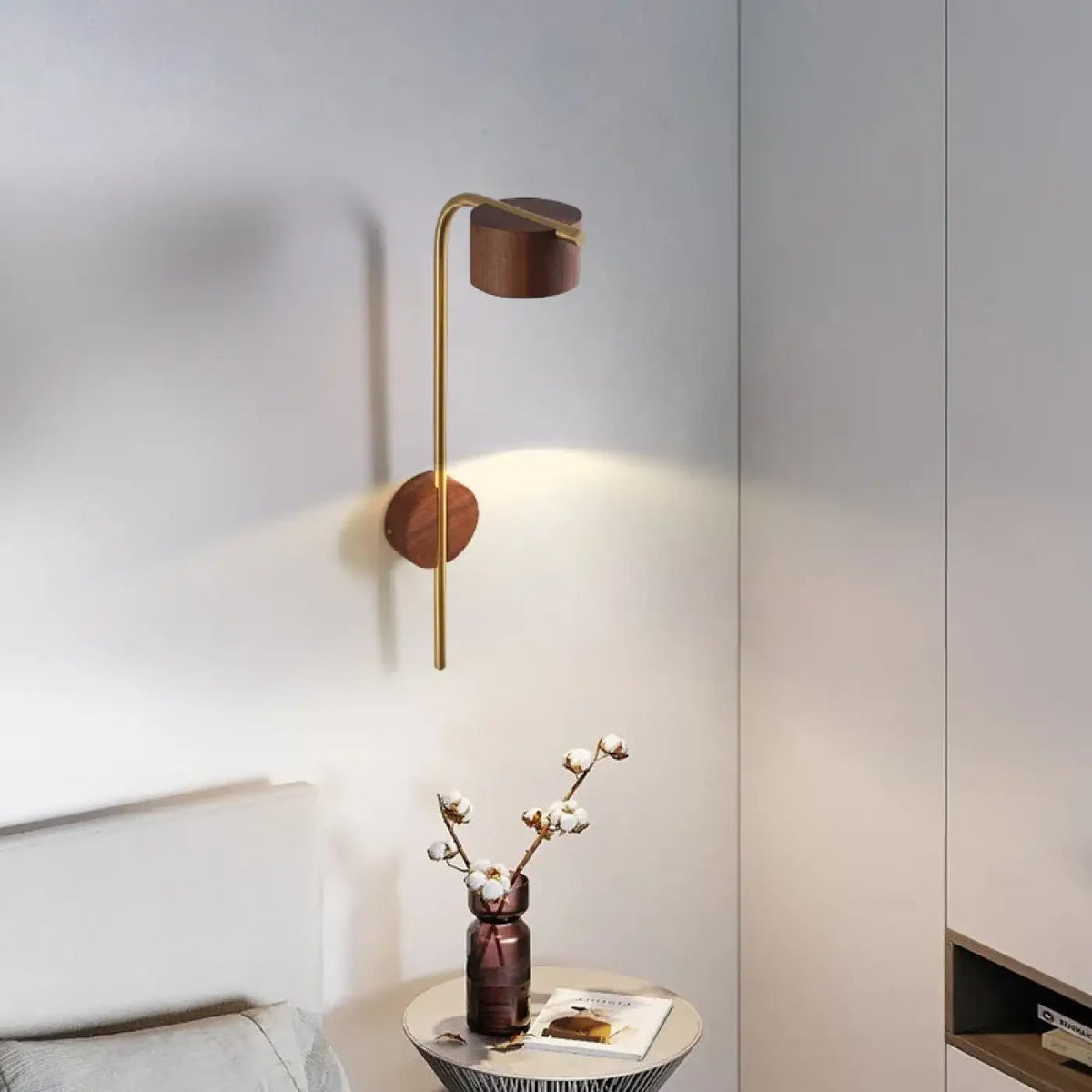 Applique murale en bois à tête orientable LED, beige ou marron, marron