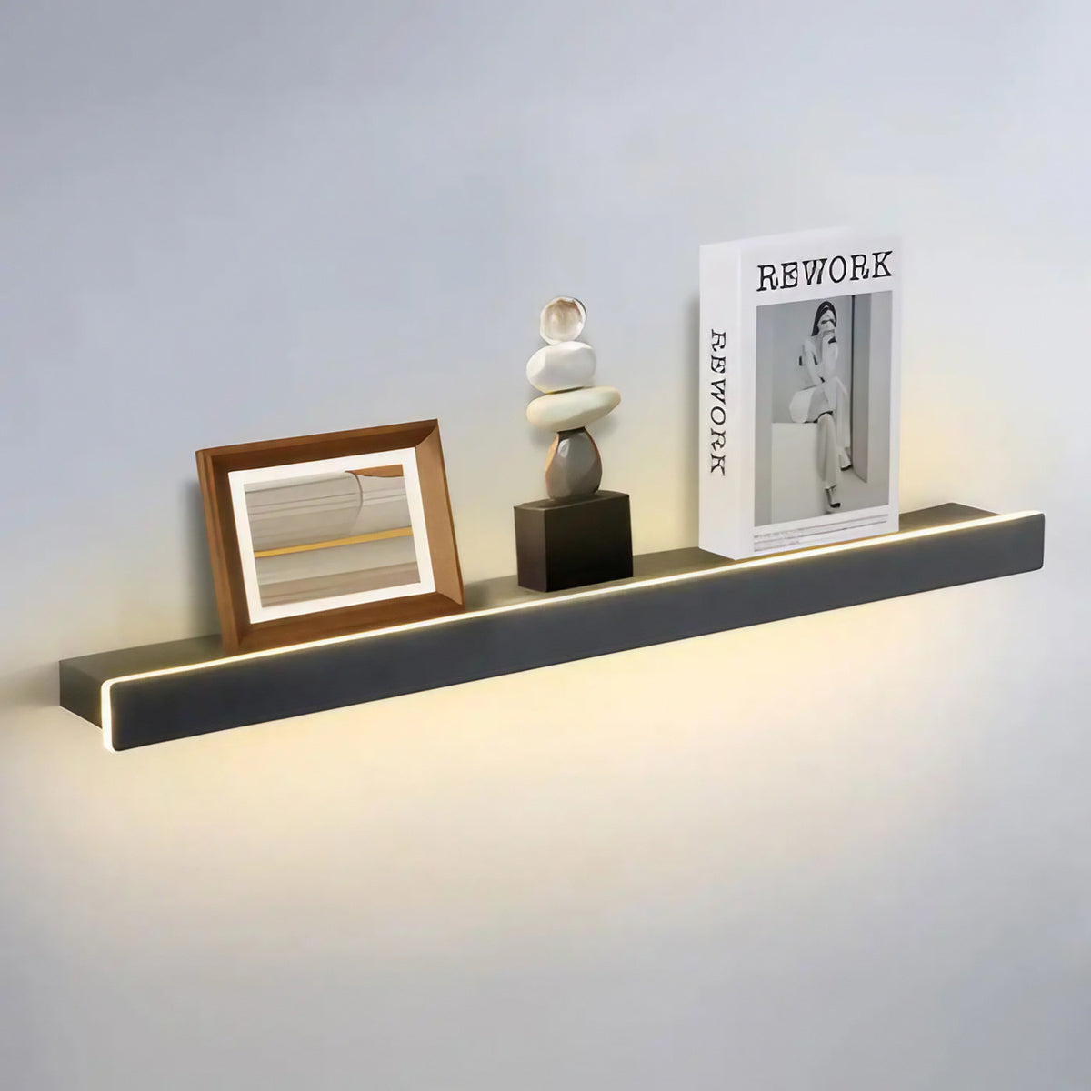 Applique murale étagère éclairée par LED, noir ou blanc