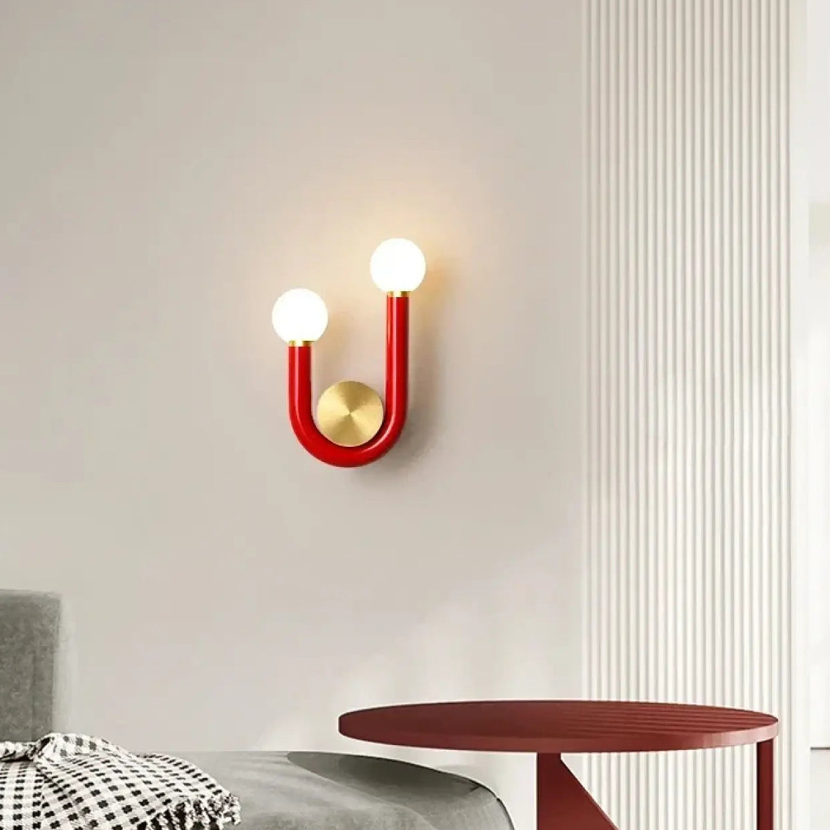 Applique murale en forme de U, bleue, rose ou rouge, rouge