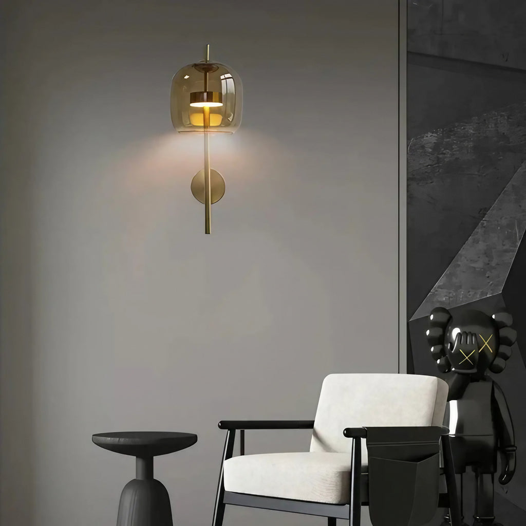 Applique murale en verre minimaliste, gris fumé ou ambre