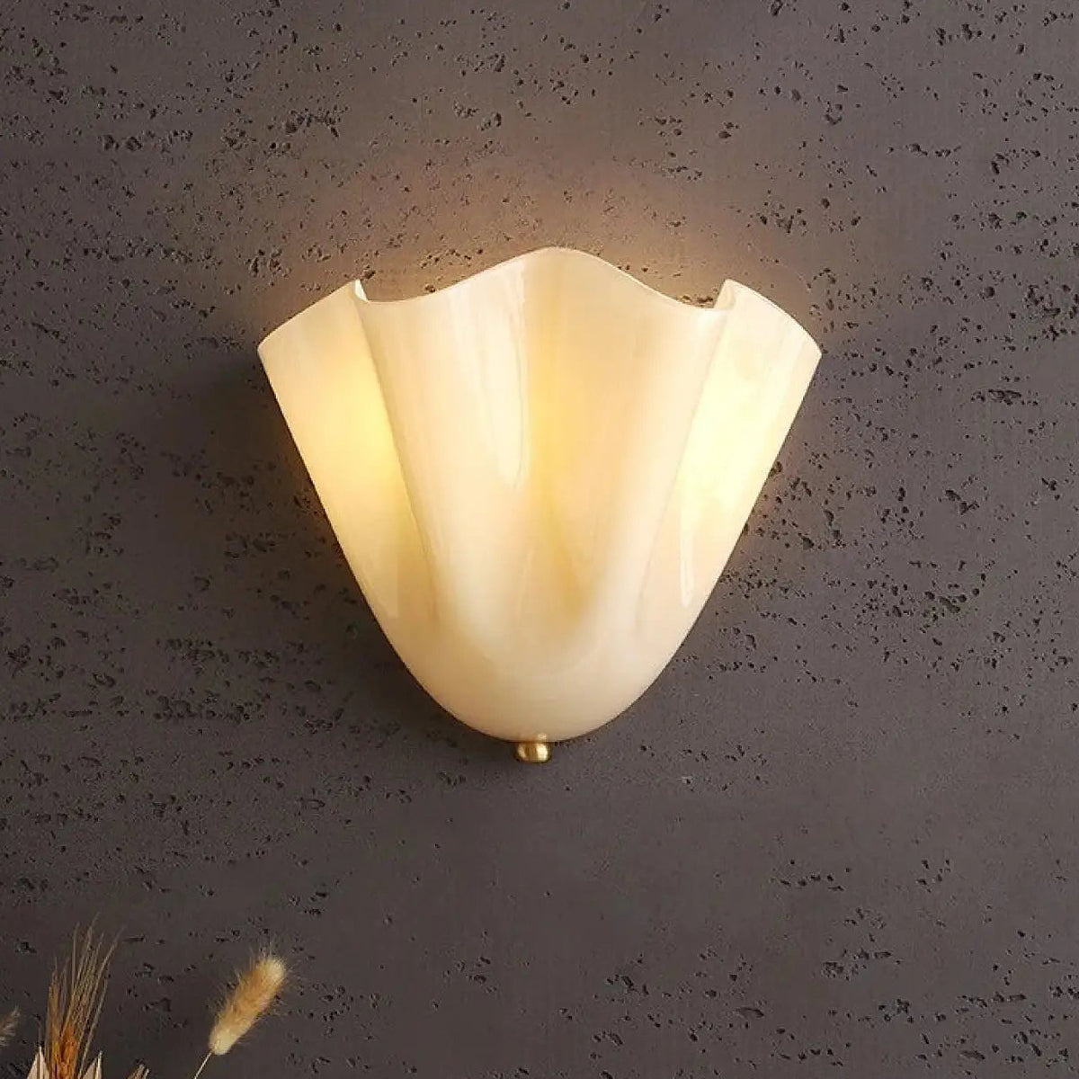 Applique murale coquillage en verre, vert, marron ou beige