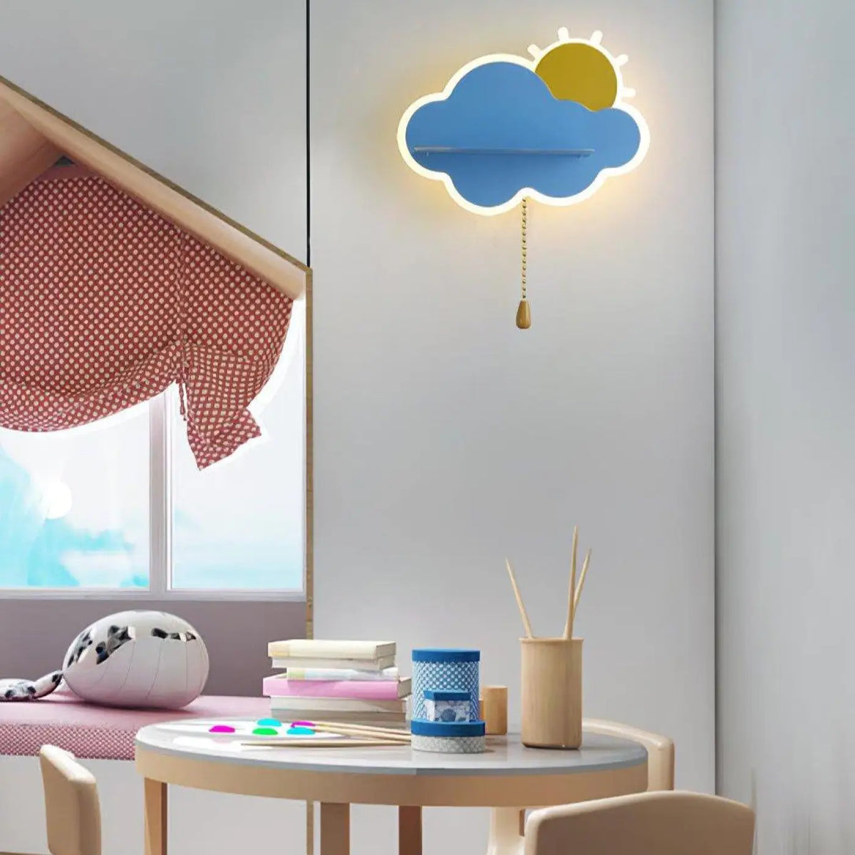 Applique murale nuage pour chambre d'enfant, trois coloris, bleu