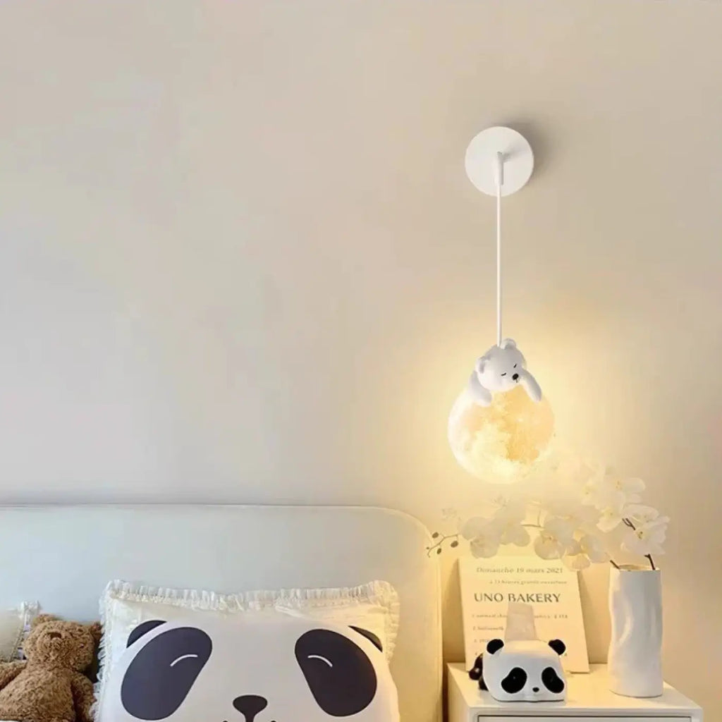 Applique murale ours pour chambre d'enfant, boule lumineuse