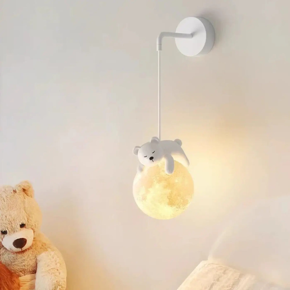 Applique murale ours pour chambre d'enfant, boule lumineuse