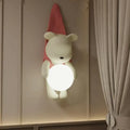 Applique murale ourson avec boule lumineuse LED, chambre d'enfant, rouge