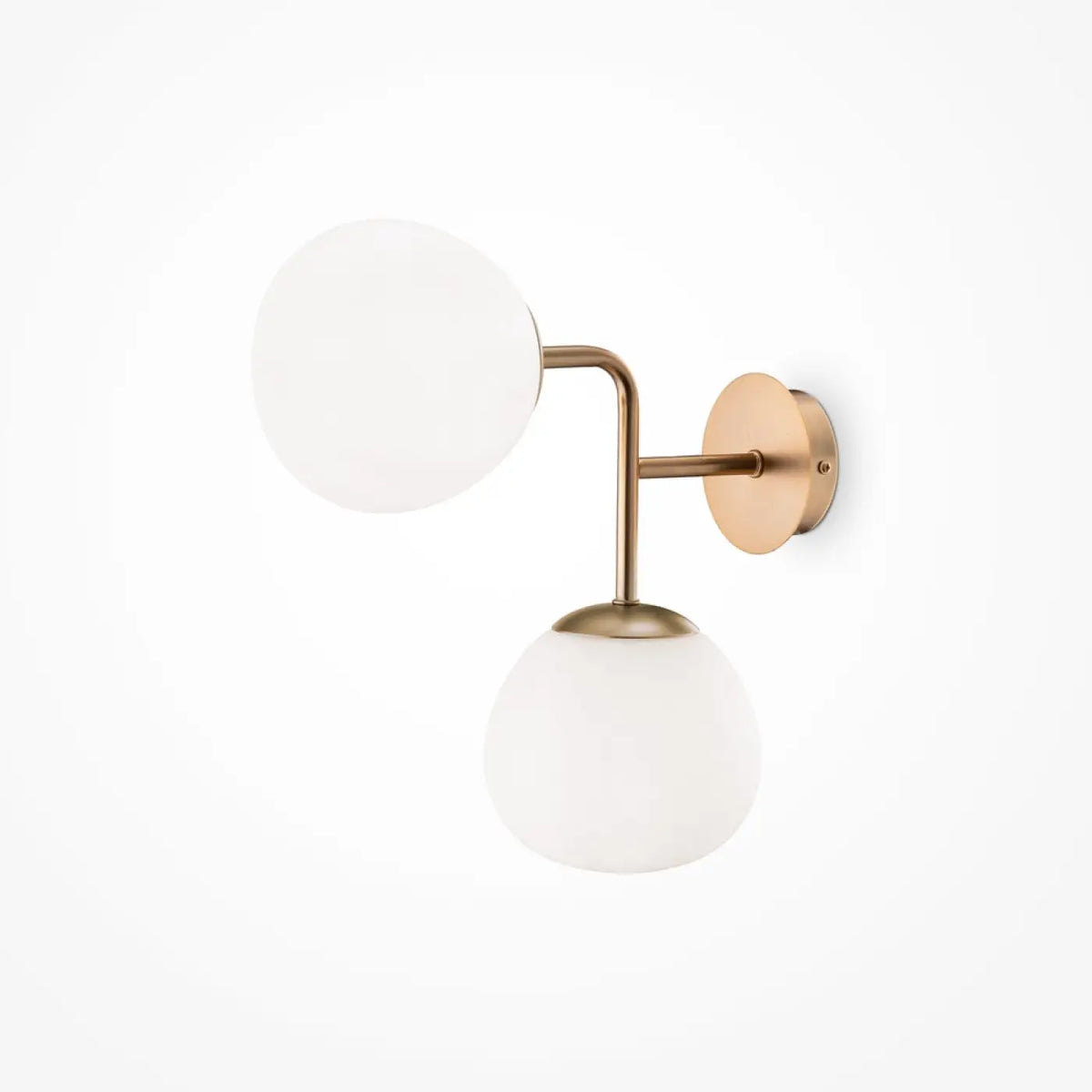Applique murale globe en verre opalin, simple ou double, cuivre