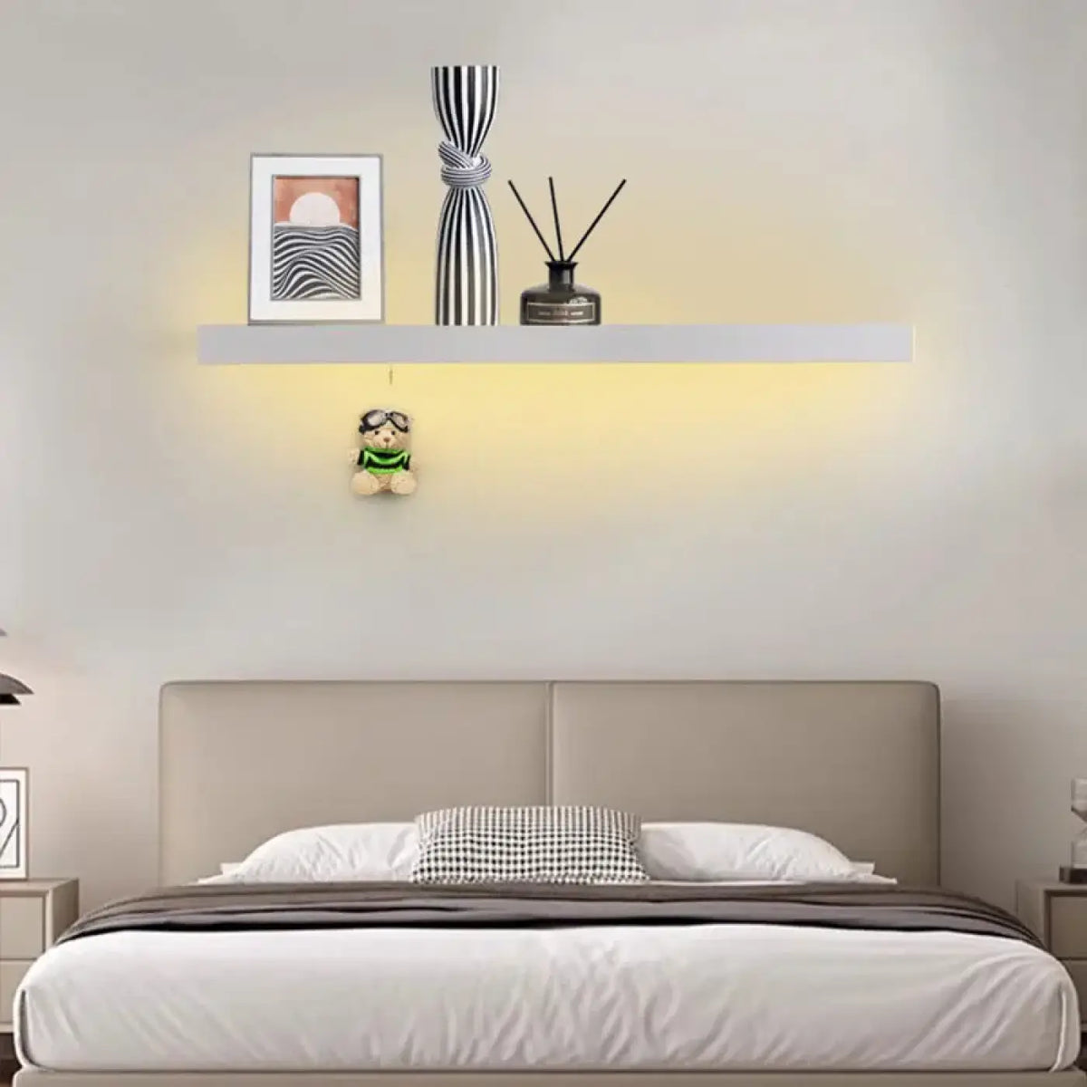 Applique murale étagère éclairée par LED, noir ou blanc, blanc