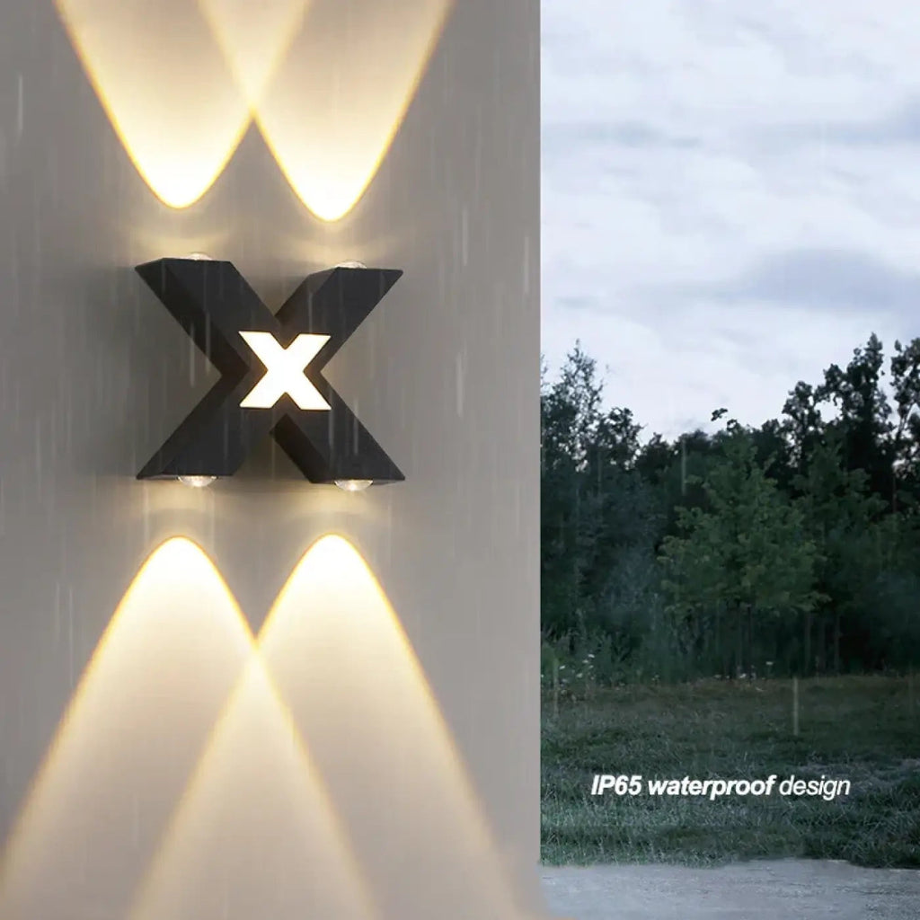 Applique extérieure en forme de X, noire ou blanche