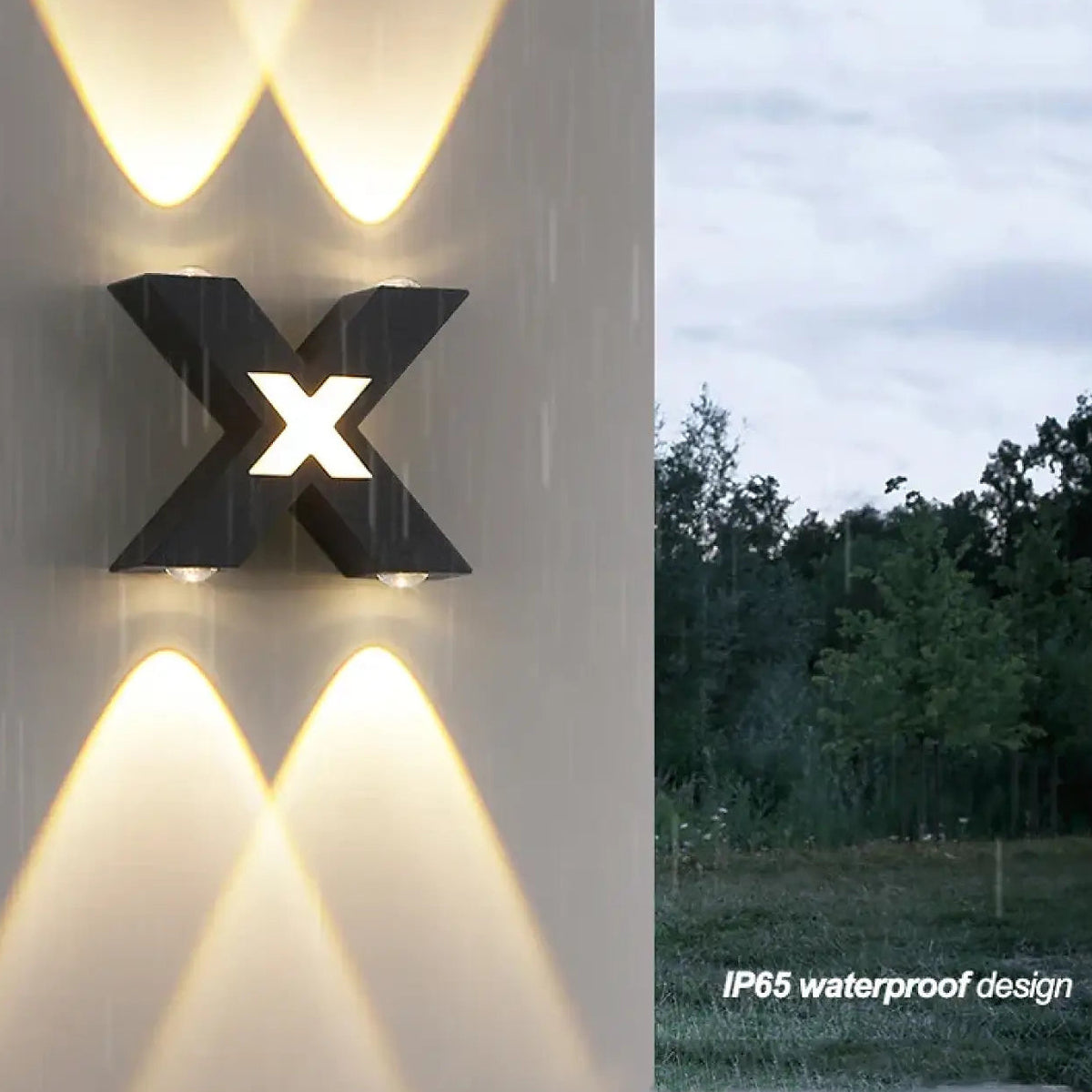 Applique extérieure en forme de X, noire ou blanche