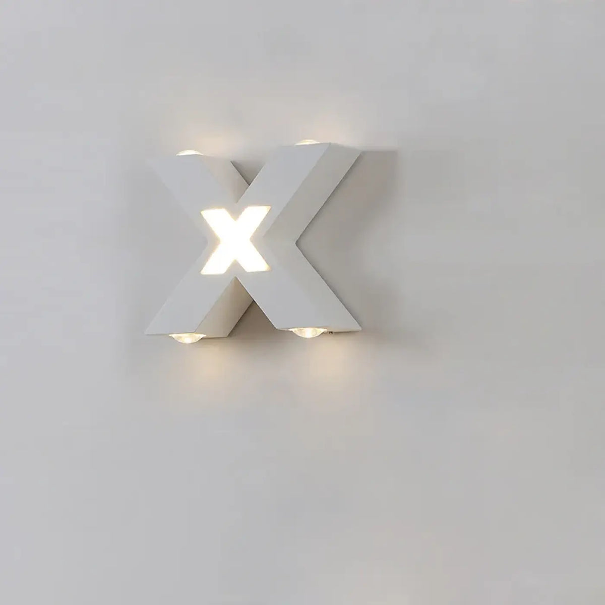 Applique extérieure en forme de X, noire ou blanche, blanc