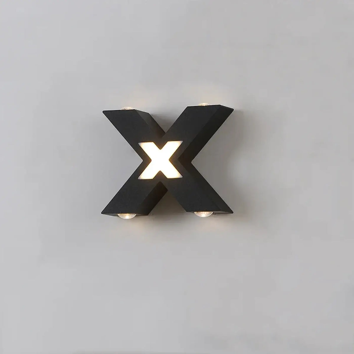 Applique extérieure en forme de X, noire ou blanche