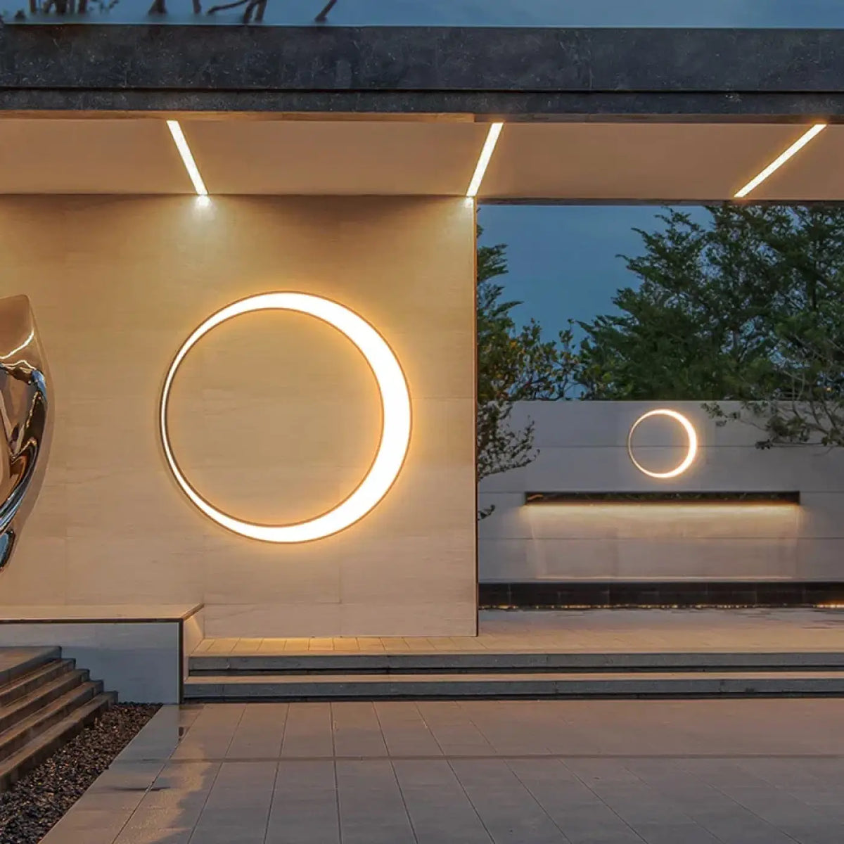 Applique murale extérieure effet éclipse, quatre tailles
