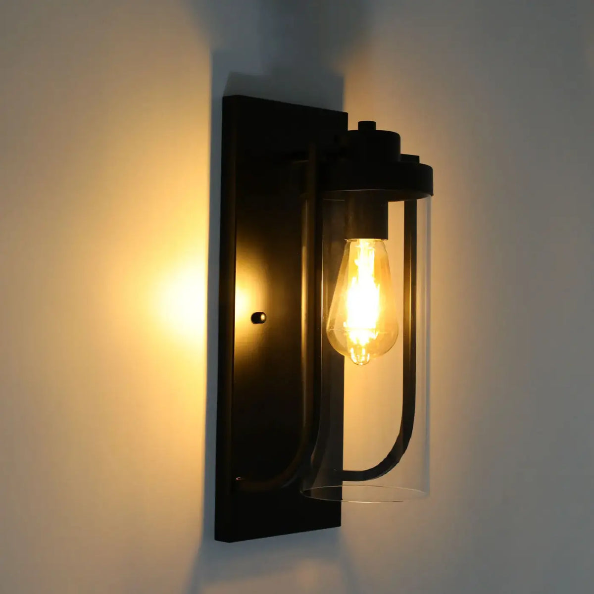 Applique murale extérieure noire, cylindre en verre