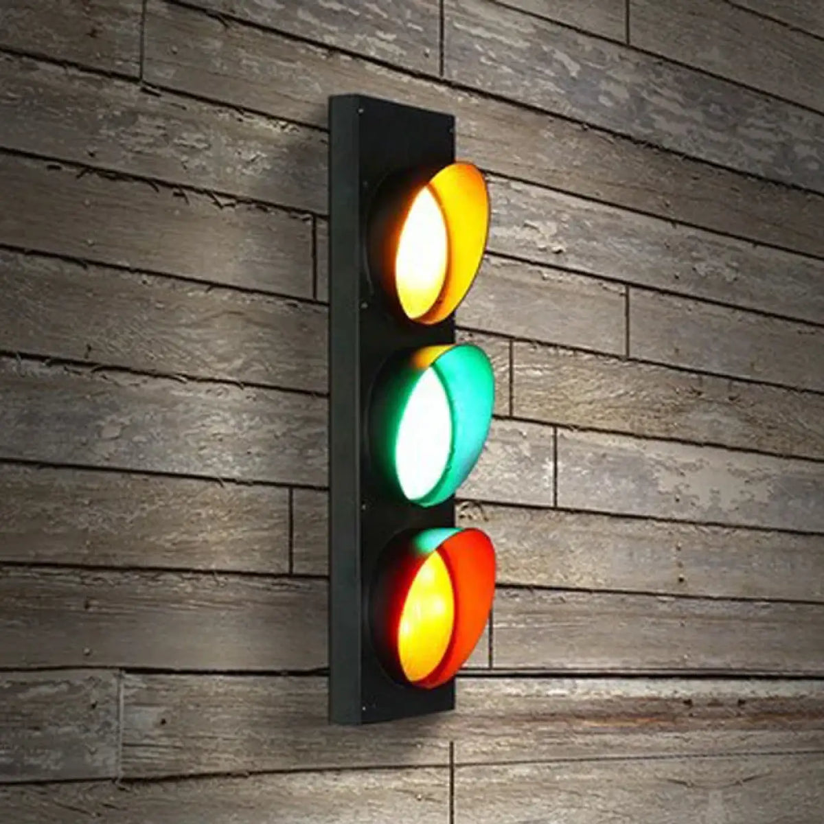 Applique murale feu de circulation noir, style industriel