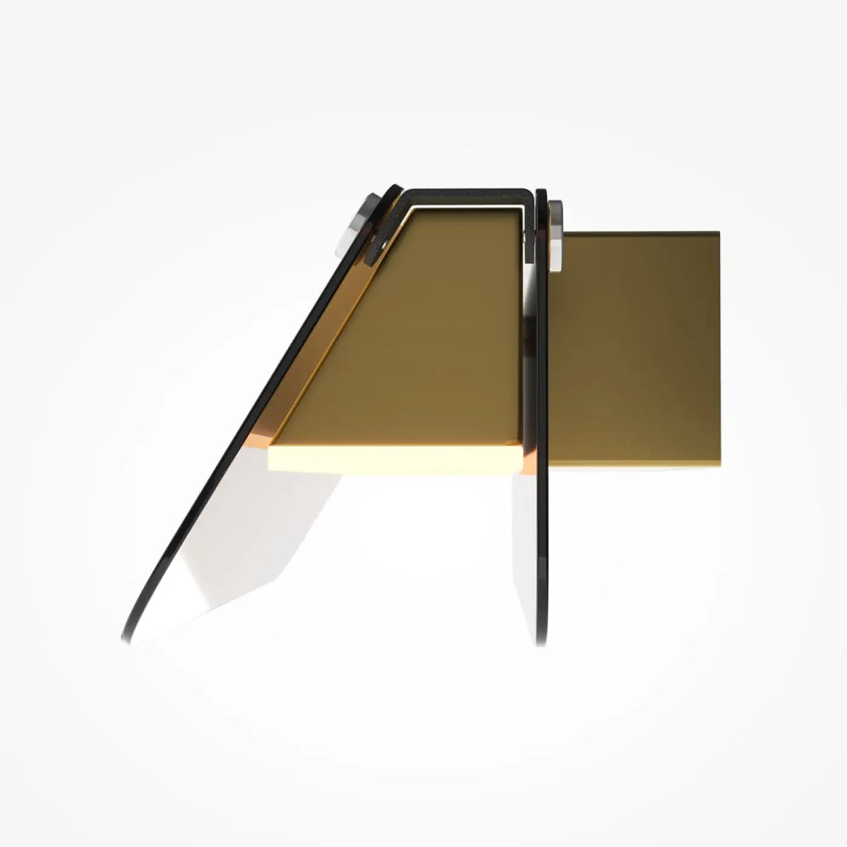 Applique murale LED plaque de verre teinté, métal noir, 30 ou 43 cm