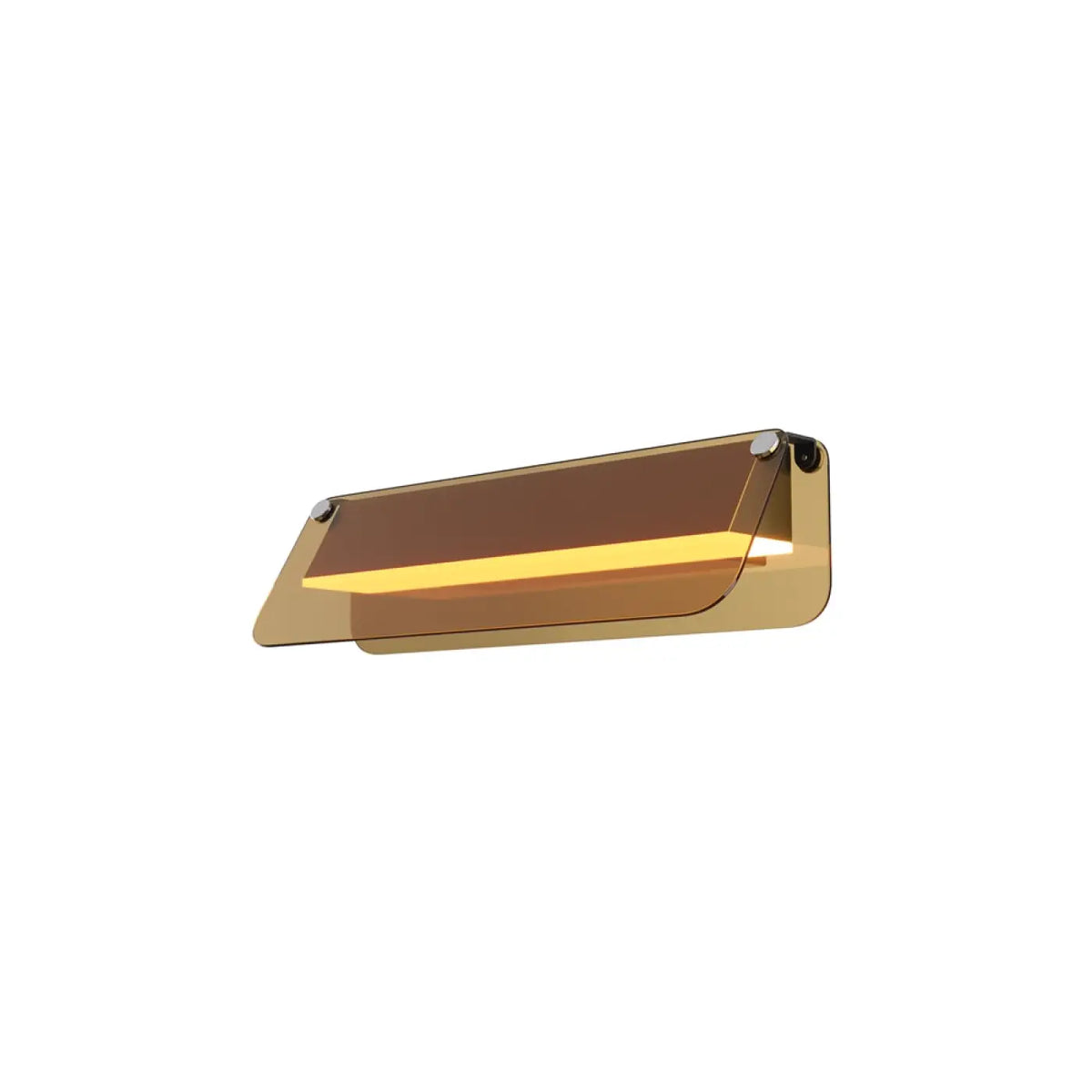 Applique murale LED plaque de verre teinté, métal noir, 30 ou 43 cm, orange