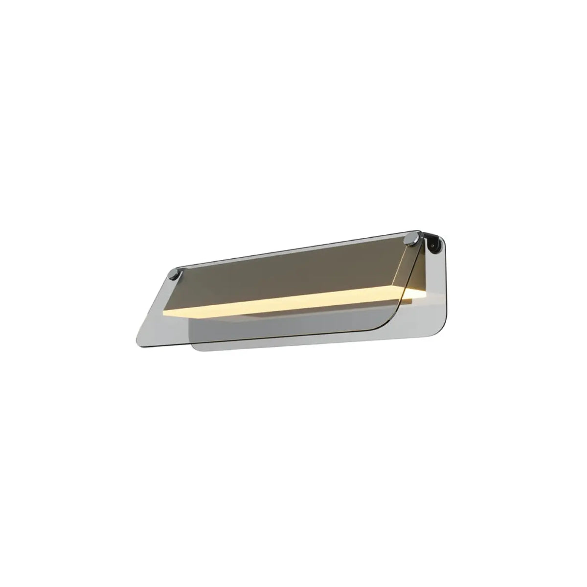 Applique murale LED plaque de verre teinté, métal noir, 30 ou 43 cm, gris