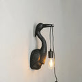 Applique murale héron et ampoule suspendue, trois coloris, noir