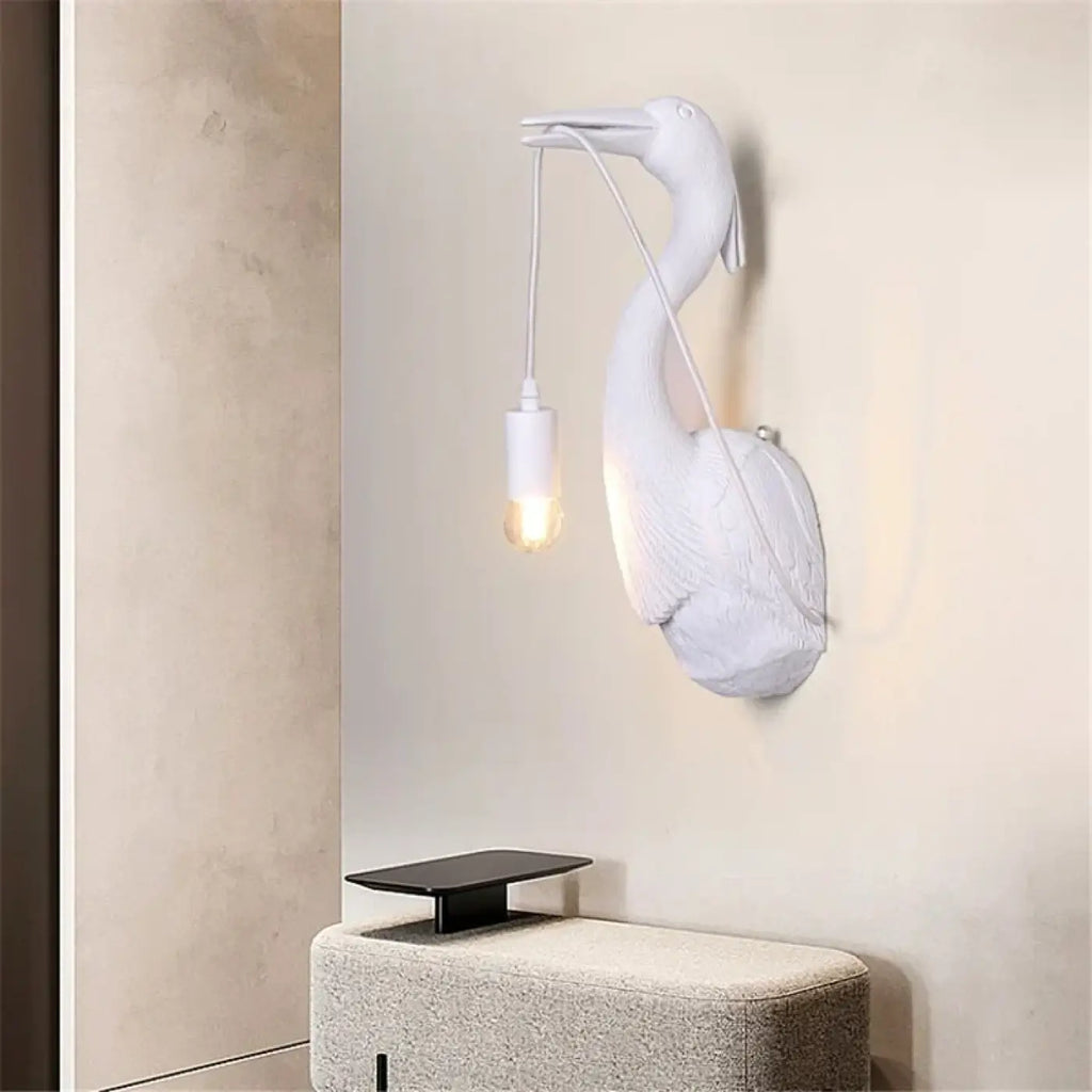 Applique murale héron et ampoule suspendue, trois coloris