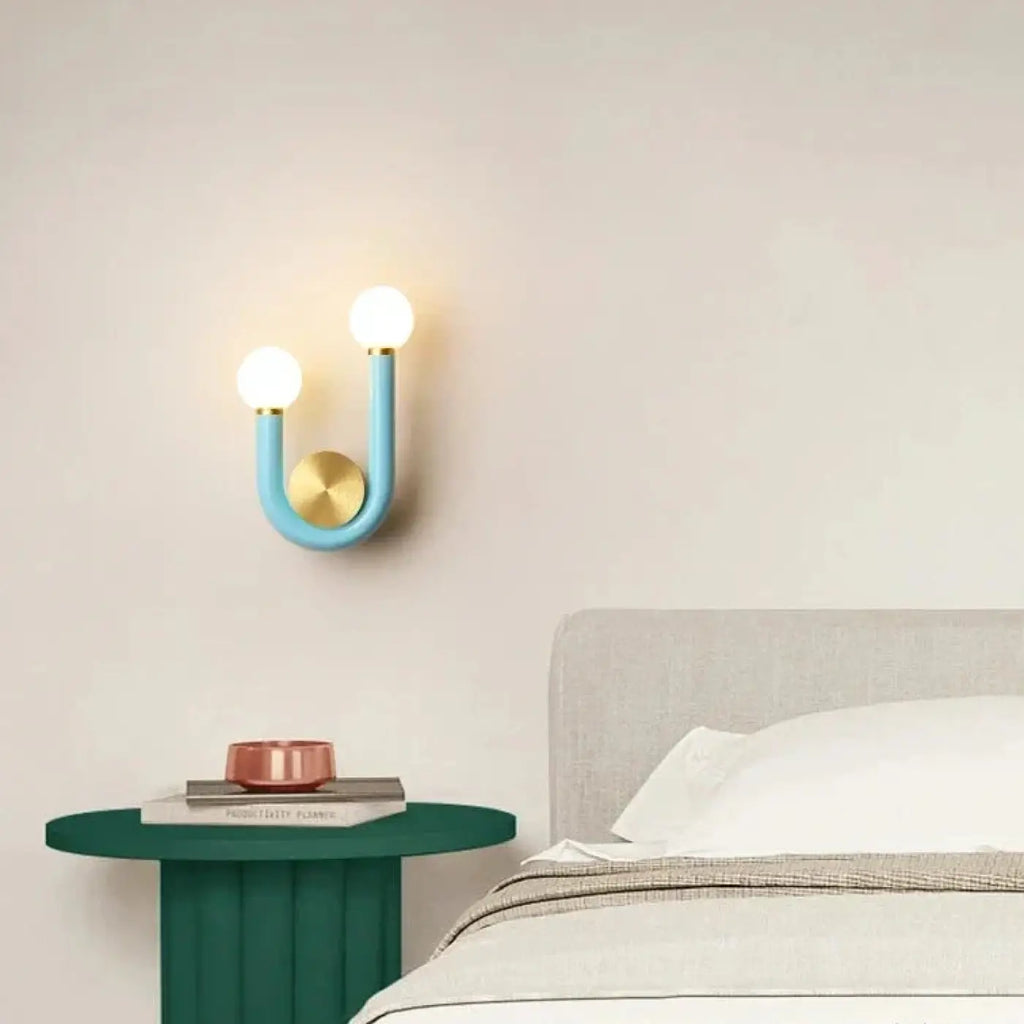 Applique murale en forme de U, bleue, rose ou rouge, bleu
