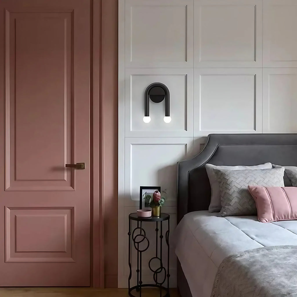 Applique murale en forme de U, noire et moderne
