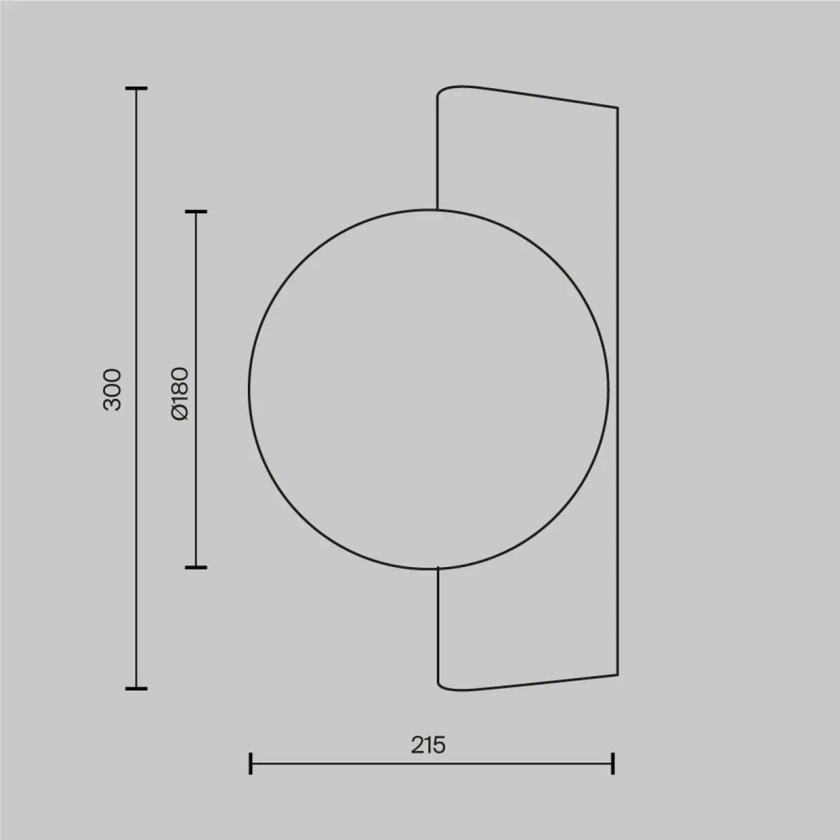 Applique murale boule en verre opale sur monture géométrique