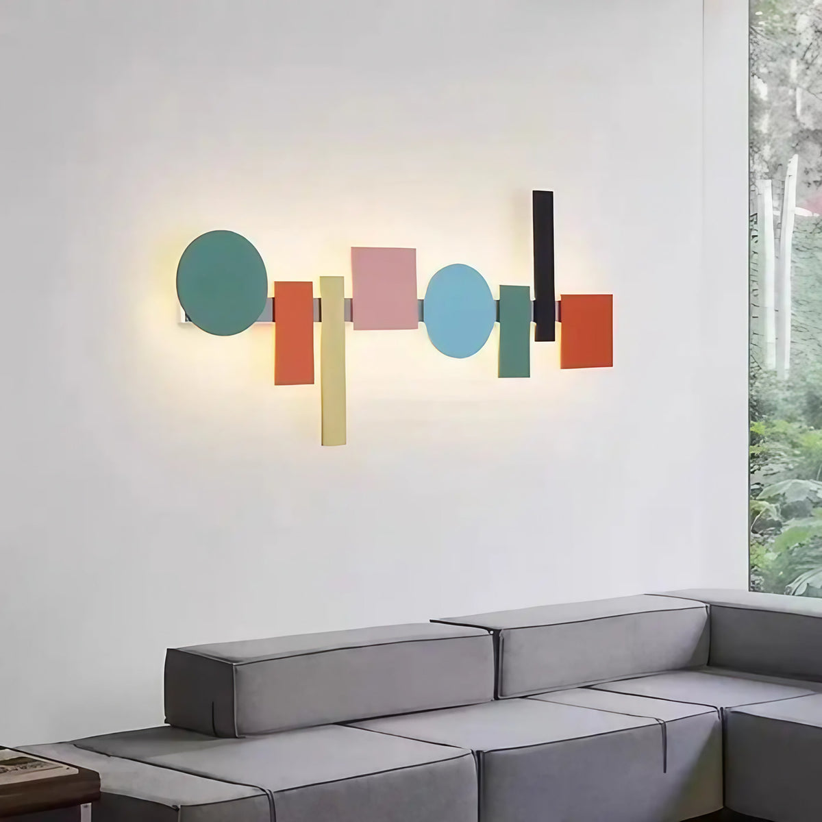 Applique murale géométrique, carrés, ronds et rectangles
