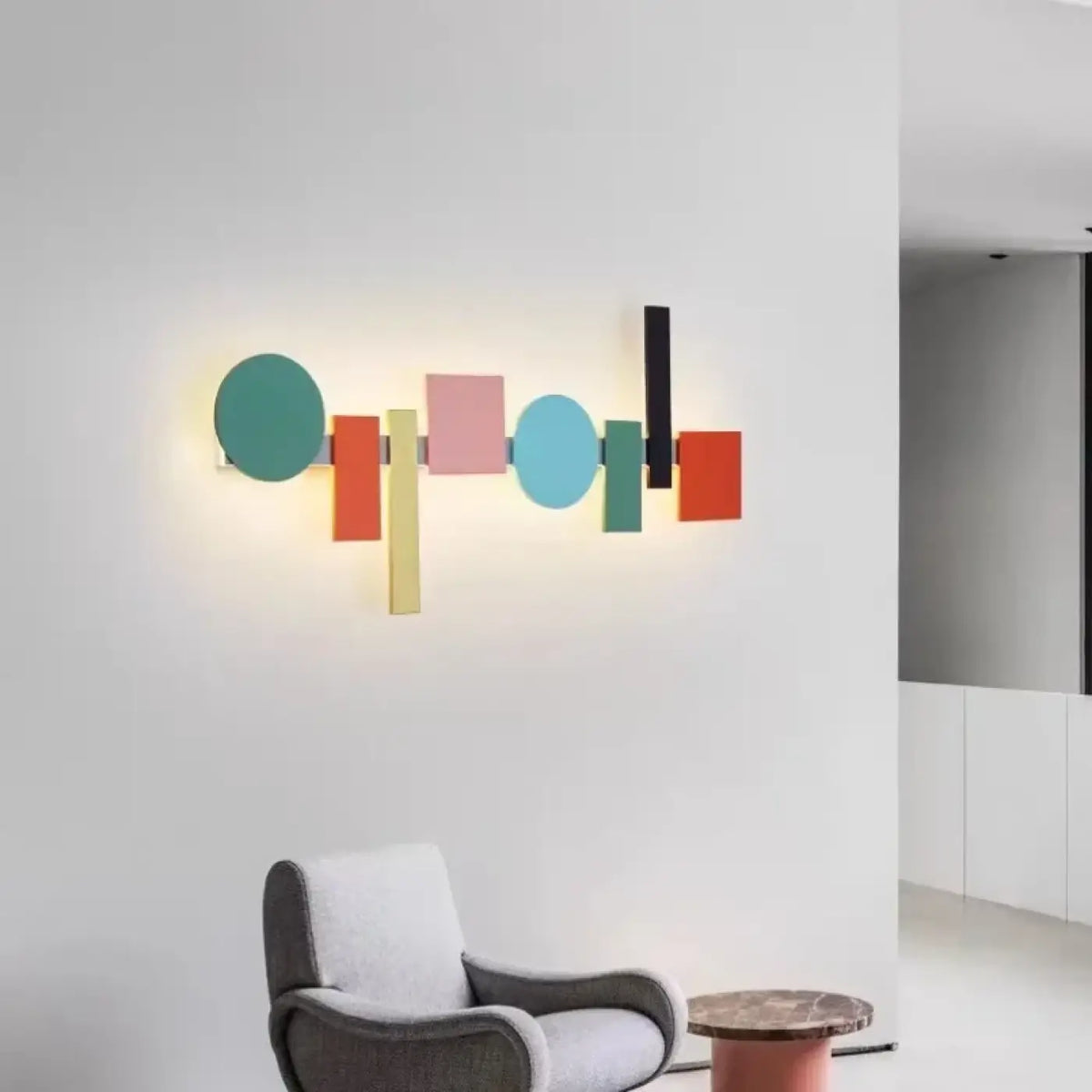 Applique murale géométrique, carrés, ronds et rectangles