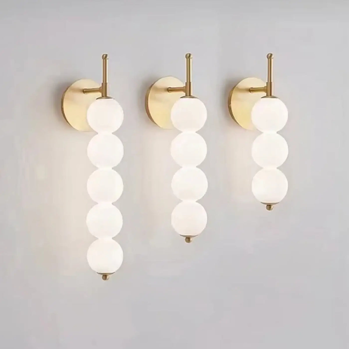 Applique murale à globes de verre, dorée ou noire, trois tailles