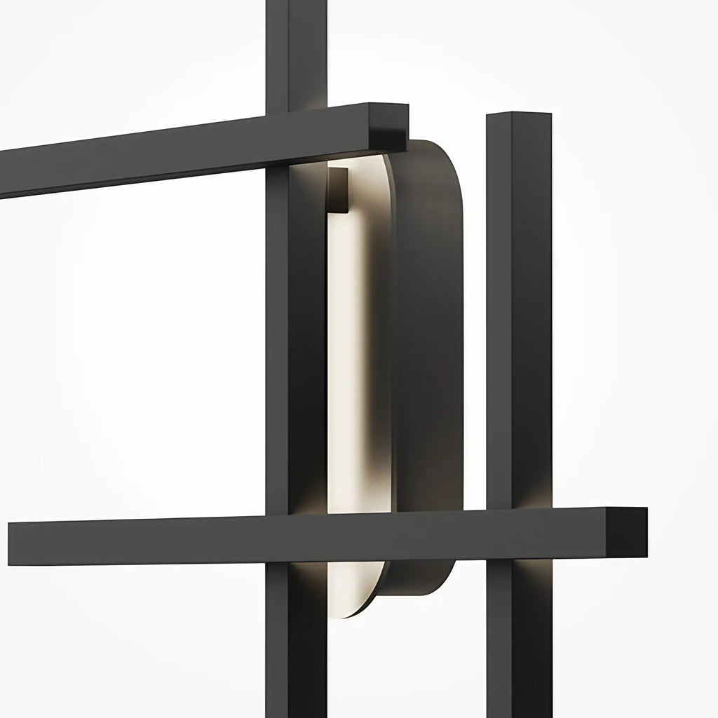 Applique murale LED à lignes angulaires en acier noir, 78 cm