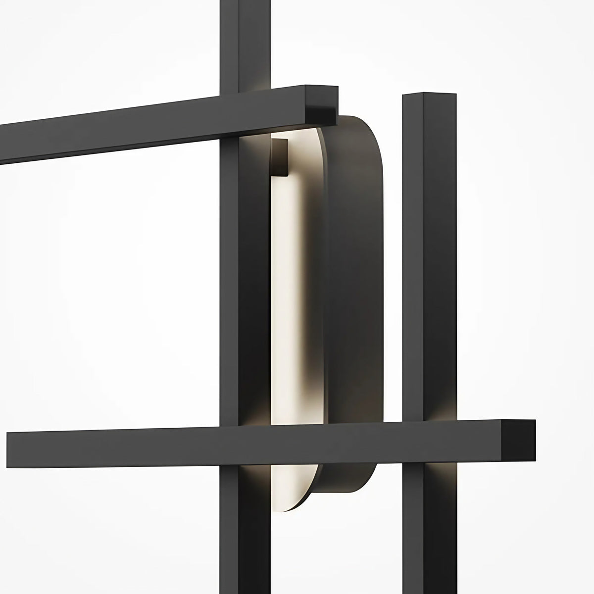 Applique murale LED à lignes angulaires en acier noir, 78 cm