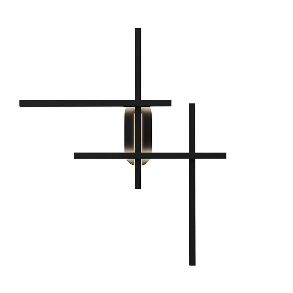 Applique murale LED à lignes angulaires en acier noir, 78 cm