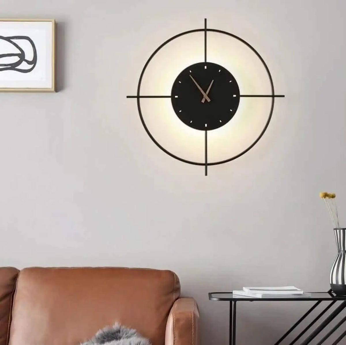 Applique murale horloge, lumière et heure, quatre modèles, noir