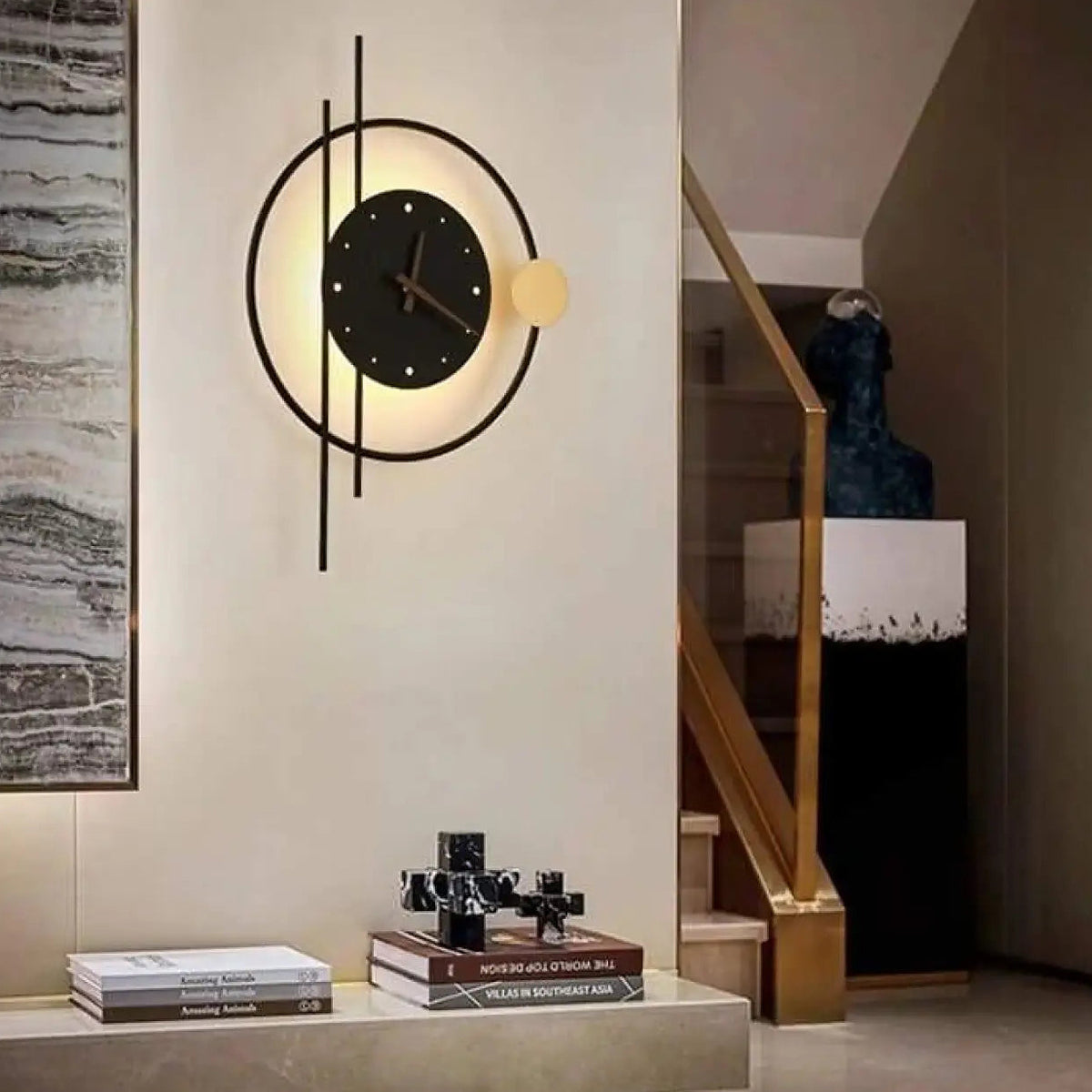 Applique murale horloge, lumière et heure, quatre modèles
