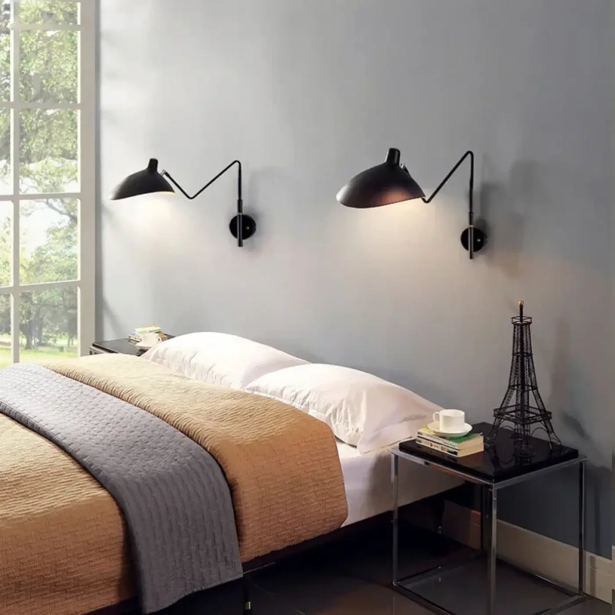 Applique murale industrielle orientable, noir mat, S, M ou L