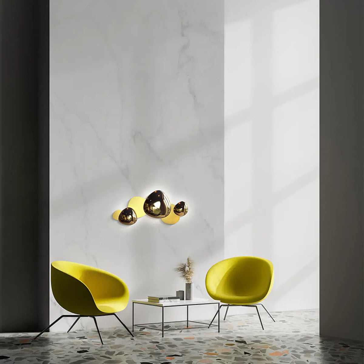 Applique murale LED panneau décoratif en acier, doré ou argenté