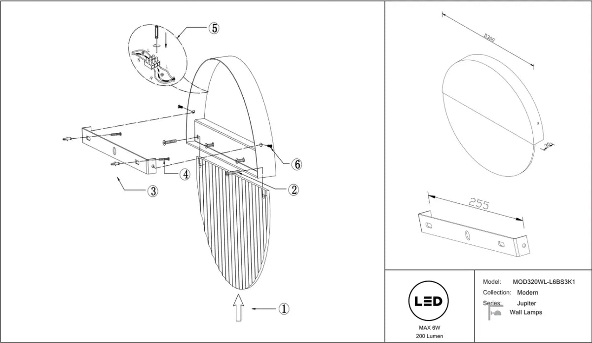 Applique murale LED cercle doré et diffuseur blanc, profil très fin