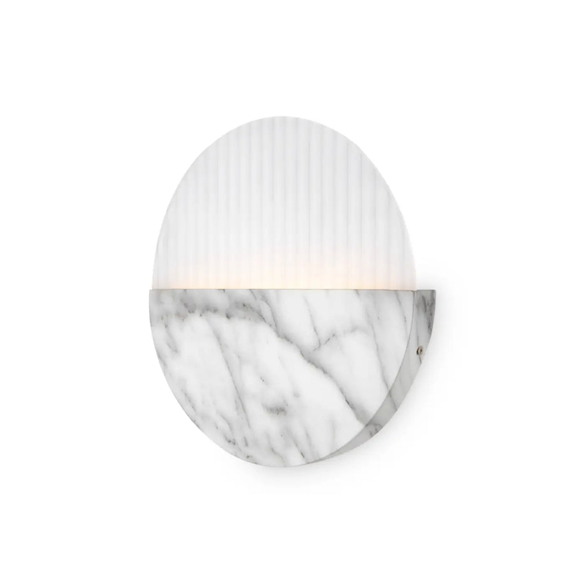 Applique murale LED disque effet marbre blanc, halo chaud 3000 K