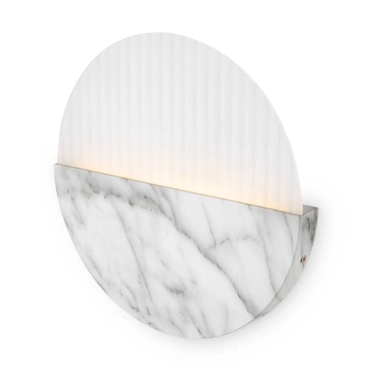 Applique murale LED disque effet marbre blanc, halo chaud 3000 K