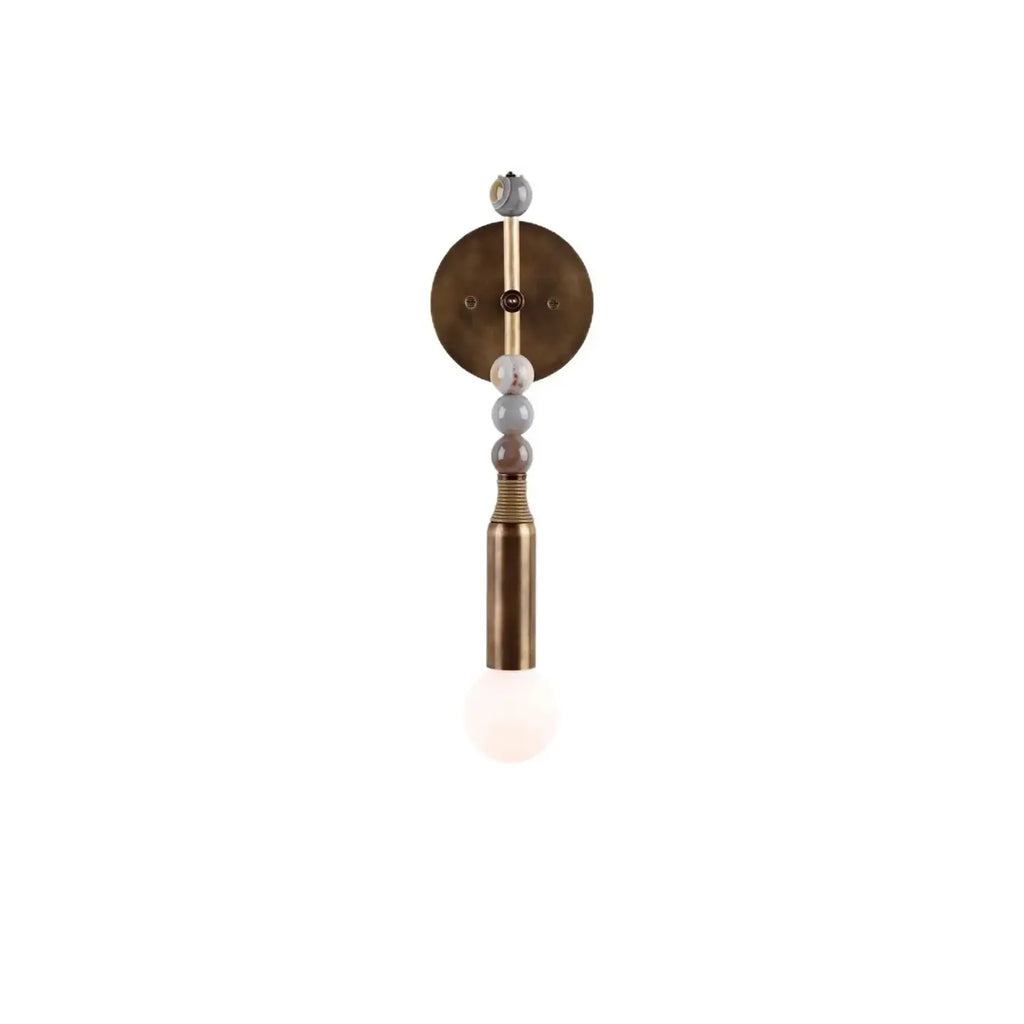 Applique murale laiton et globe de verre blanc, taille S ou M