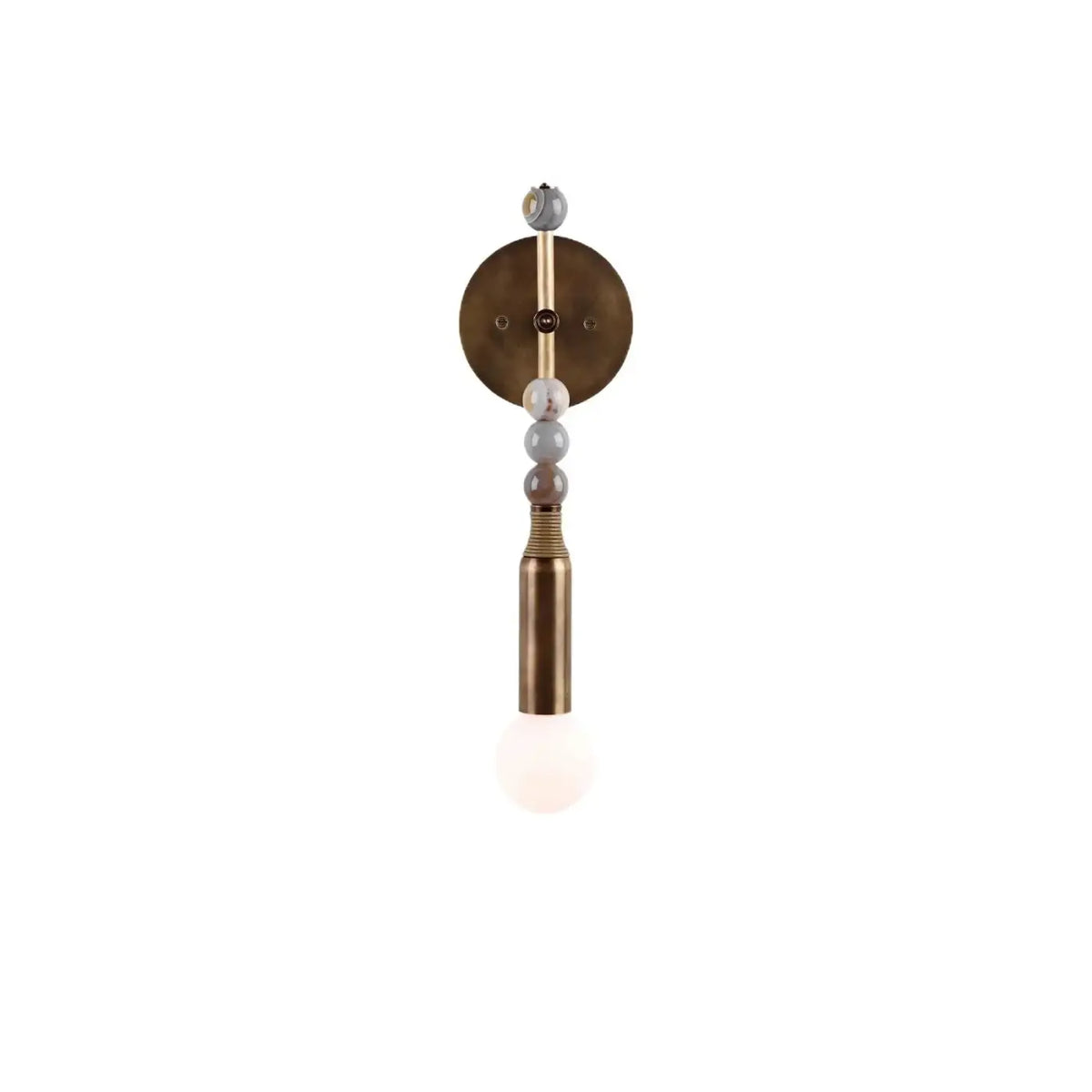 Applique murale laiton et globe de verre blanc, taille S ou M