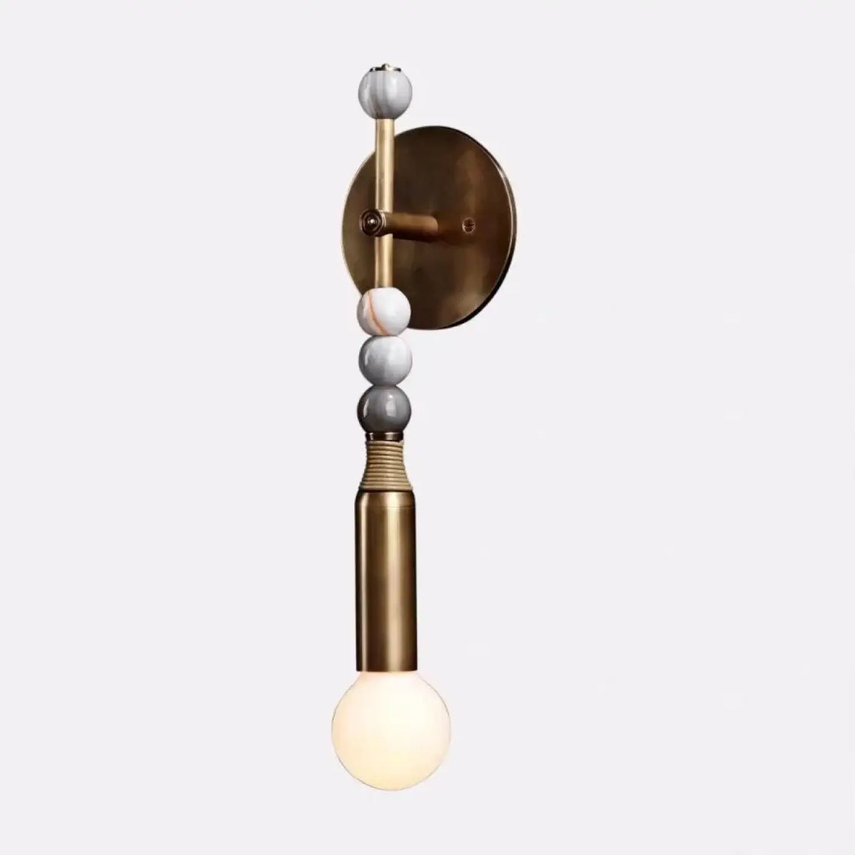 Applique murale laiton et globe de verre blanc, taille S ou M