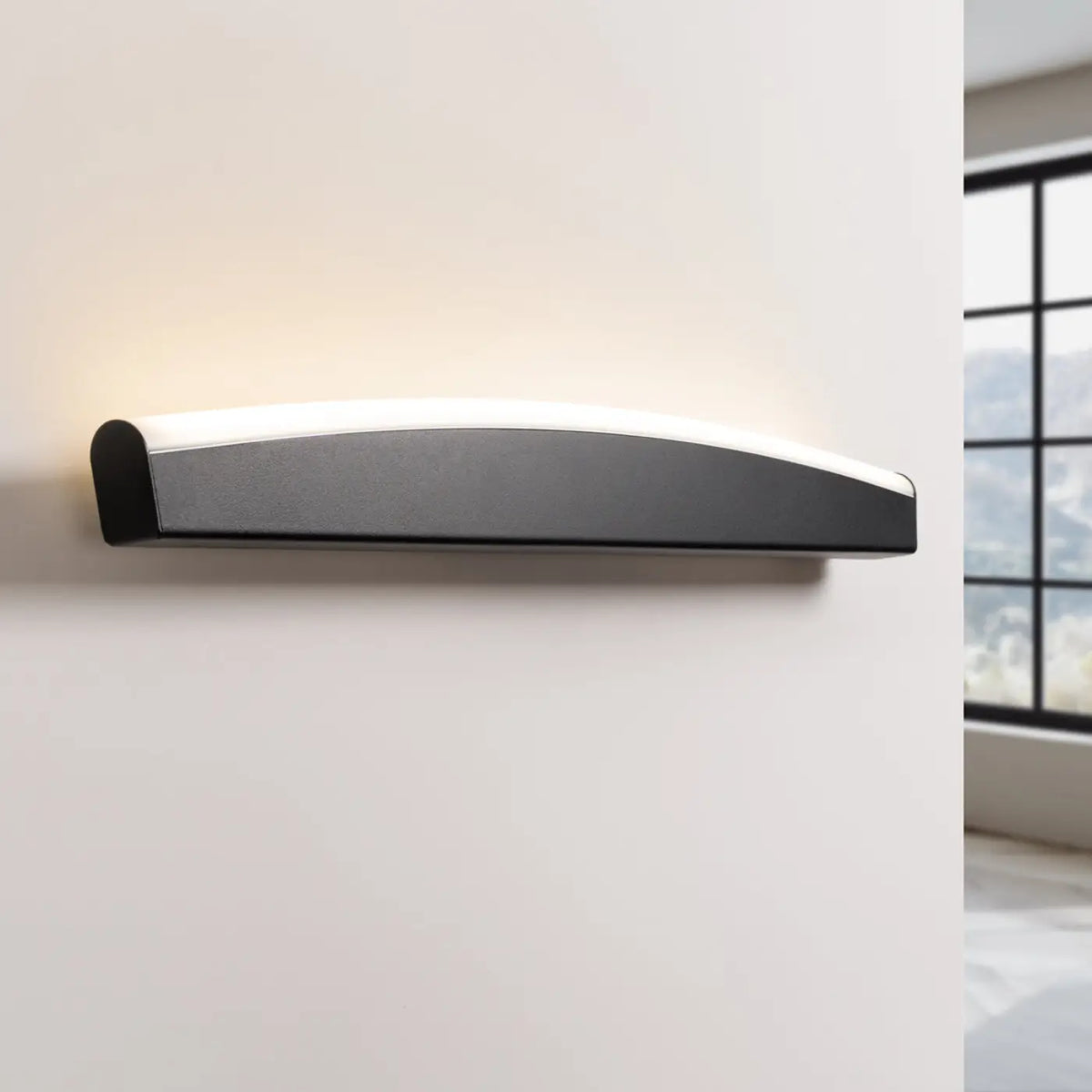 Applique bandeau LED aux bords en arc, 60 cm, éclairage vers le bas