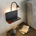 Applique murale LED avec tablette, noir ou blanc, pour la chambre, noir