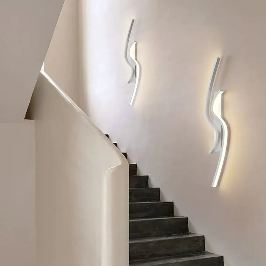 Applique murale LED à deux barres courbées en vague